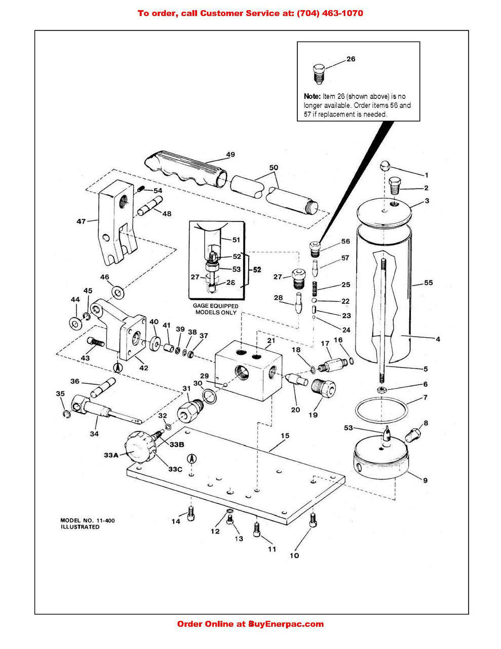 11000KU Universal Repair Kit for 11100 Enerpac Hand Pump