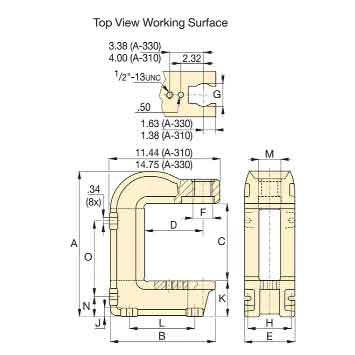 A310 (A-310) Enerpac Arbor Press Dimensions
