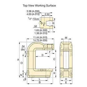 A310 (A-310) Enerpac Arbor Press Dimensions