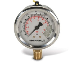 Enerpac G2510L hydraulic pressure gauge, 0-160 psi, lower mount
