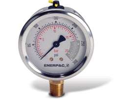 Enerpac G2512L hydraulic pressure gauge, 0-300 psi, lower mount