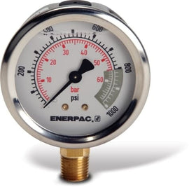 Enerpac G2536L hydraulic pressure gauge, 0-15,000 psi, lower mount