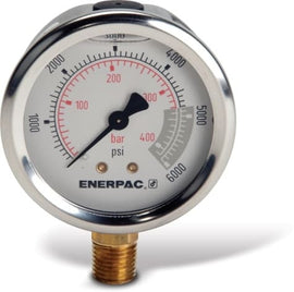 Enerpac G2517L hydraulic pressure gauge, 0-6,000 psi, lower mount
