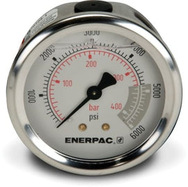 Enerpac G2534R hydraulic pressure gauge, 0-6,000 psi, center rear mount