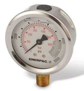Enerpac G2535L hydraulic pressure gauge, 0-10,000 psi, lower mount