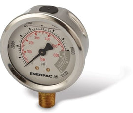 Enerpac G2535SL hydraulic pressure gauge, 0-10,000 psi, lower mount