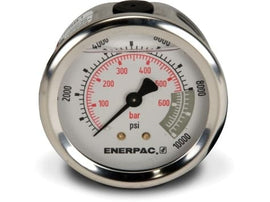 Enerpac 1537R dry hydraulic pressure gauge, 0-10,000 psi, rear mount