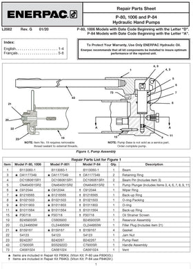 P80K4 Universal Enerpac Hydraulic Pump Repair Kit - Page 1