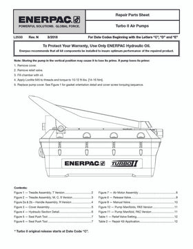 PATG1100K Enerpac Repair Kit for patg1102n, patg1105n, parg1102n & parg1105n