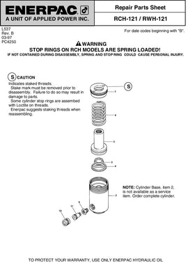 RCH121K1 - Enerpac RCH-121 Seal Kit (Page 1)